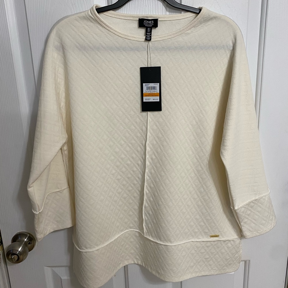 Jones New York Off-White Quilted Sweatshirt